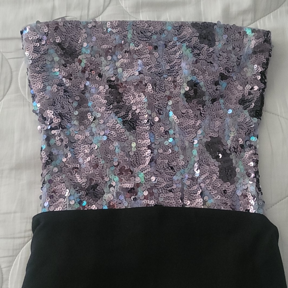 Grey Strapless Sequence Top